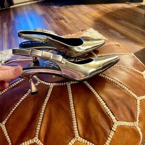 Anne Klein Metallic Silver Slingback Heels